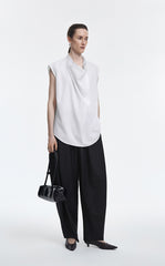 Shirt / JNBY Cotton Poplin Draped Sleeveless Oversize Top