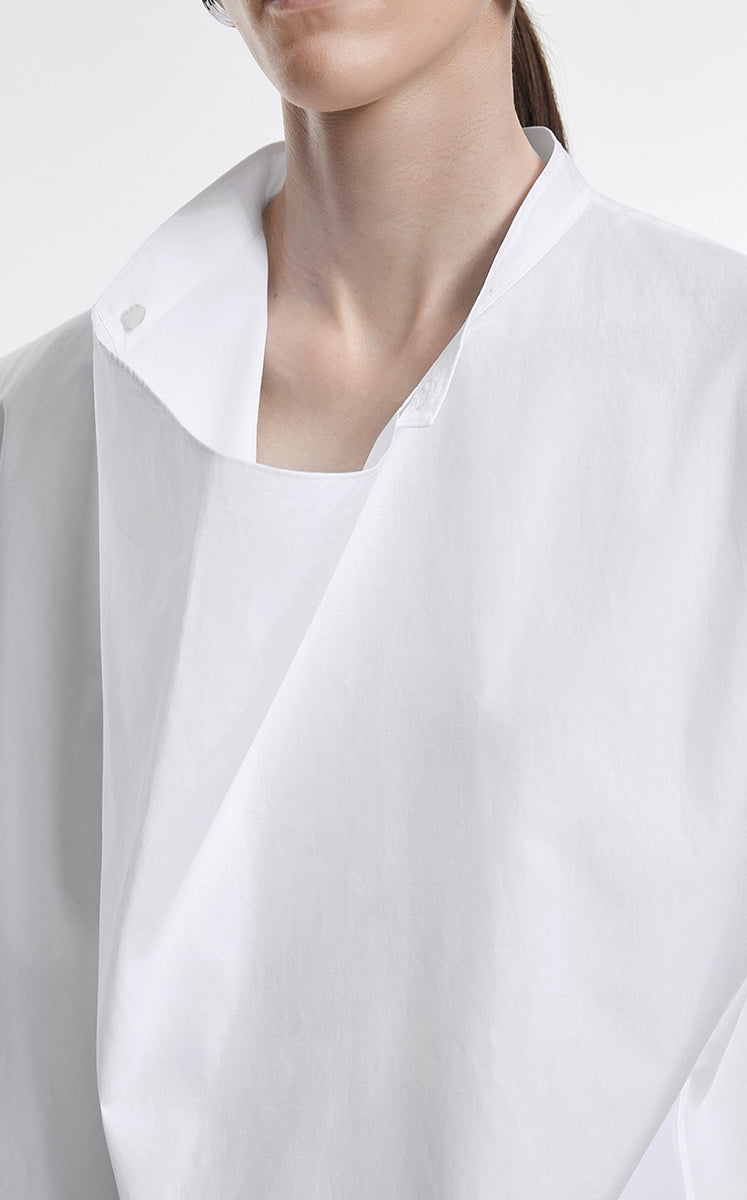 Shirt / JNBY Cotton Poplin Draped Sleeveless Oversize Top