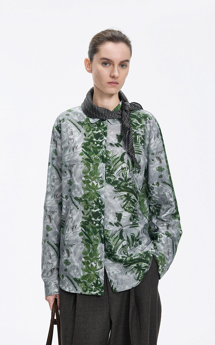 Shirt / JNBY Cotton Silk Oversized Printed Shirt