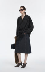 Shirt / JNBY Modal Blend Pleated Hem Oversized Shirt