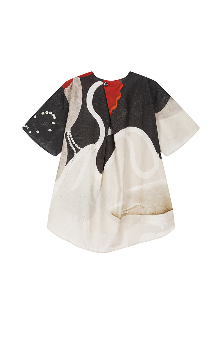 Shirt / JNBY Pearl Print Oversized Short Sleeve Shirt