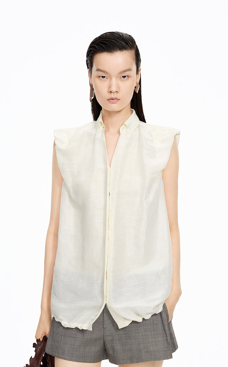 Shirt / JNBY Polka Dot Silk-Linen Sleeveless Shirt