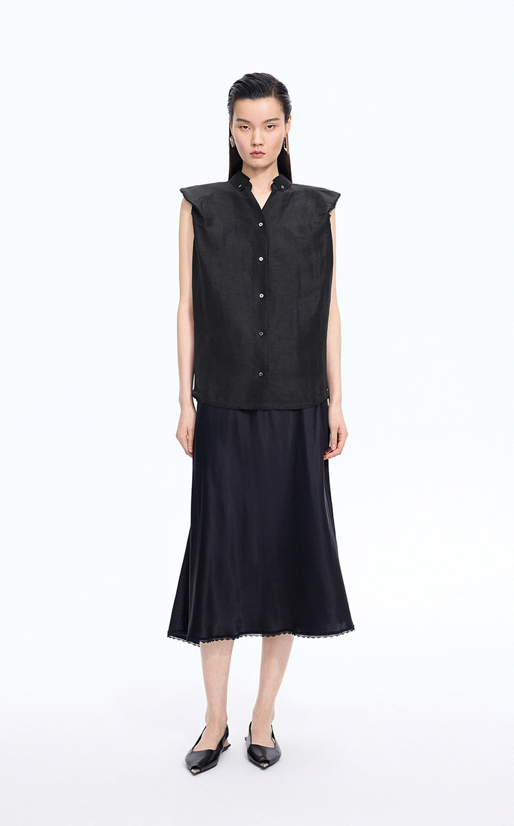 Shirt / JNBY Polka Dot Silk-Linen Sleeveless Shirt