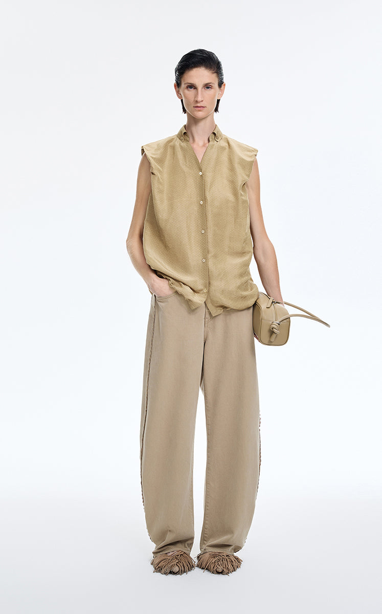 Shirt / JNBY Polka Dot Silk-Linen Sleeveless Shirt