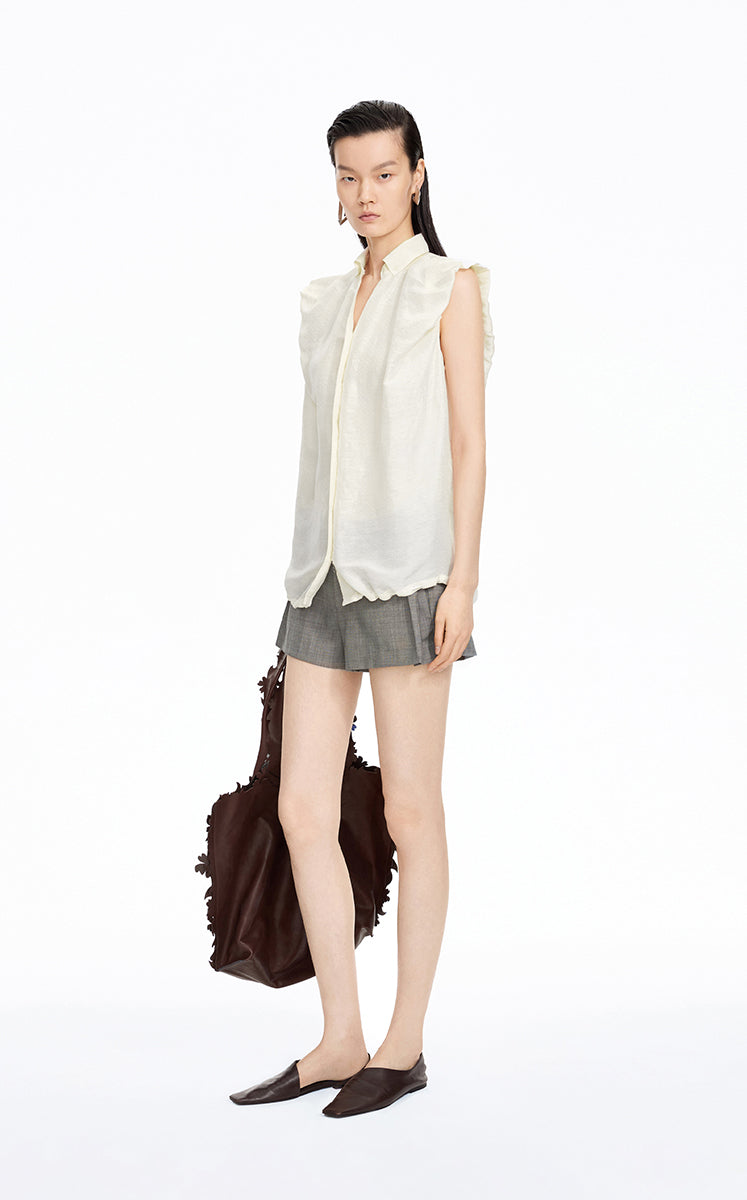 Shirt / JNBY Polka Dot Silk-Linen Sleeveless Shirt