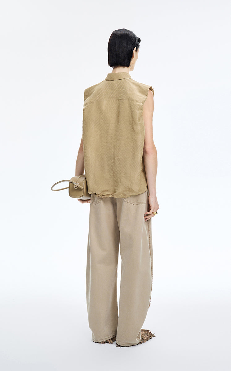 Shirt / JNBY Polka Dot Silk-Linen Sleeveless Shirt