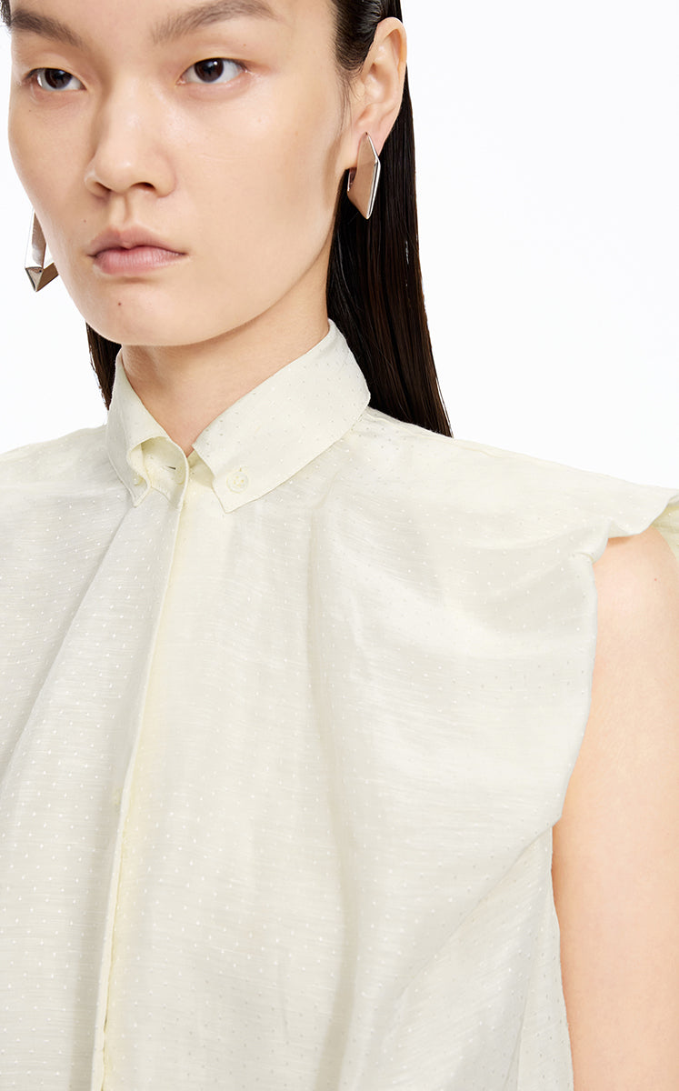 Shirt / JNBY Polka Dot Silk-Linen Sleeveless Shirt