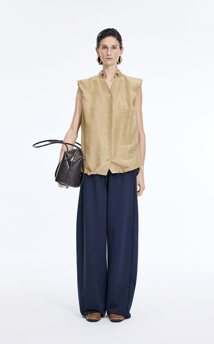 Shirt / JNBY Polka Dot Silk-Linen Sleeveless Shirt