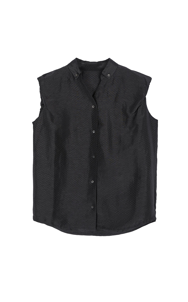 Shirt / JNBY Polka Dot Silk-Linen Sleeveless Shirt