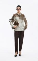 Shirt / JNBY Silk Pearl Print Relaxed Long Sleeve Shirt