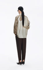 Shirt / JNBY Silk Pearl Print Relaxed Long Sleeve Shirt