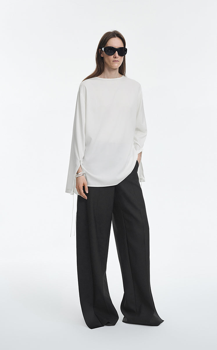 Shirt / JNBY Silk Twill Tie Detail Relaxed Shirt