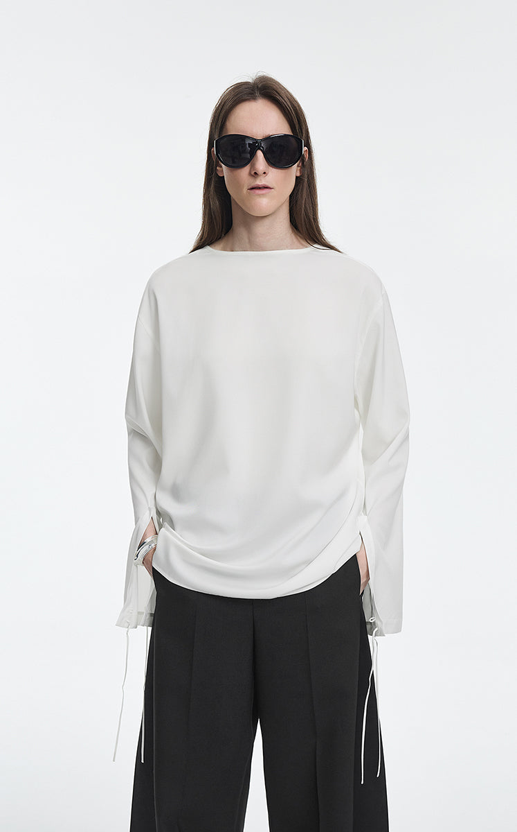 Shirt / JNBY Silk Twill Tie Detail Relaxed Shirt