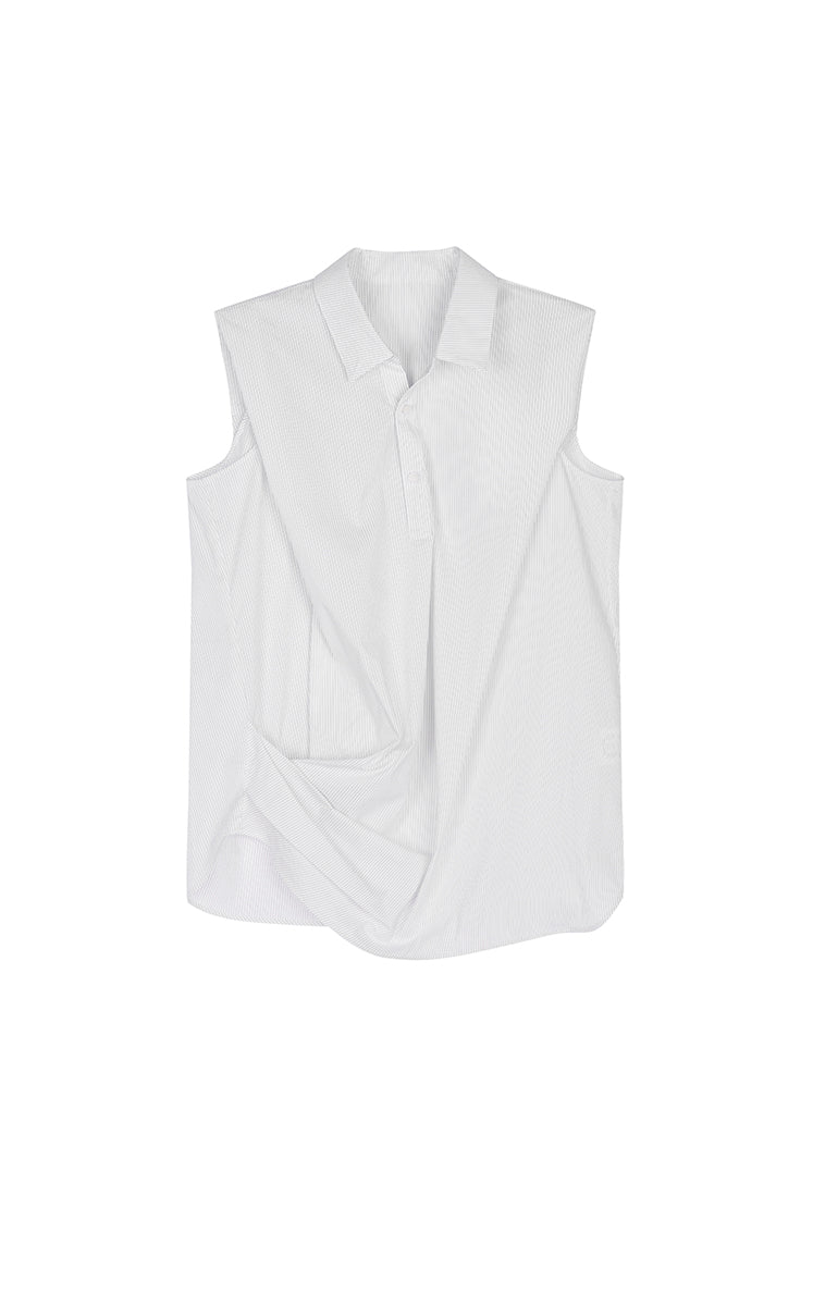 Shirt / JNBY Structured Sleeveless Cotton Pleated Shirt