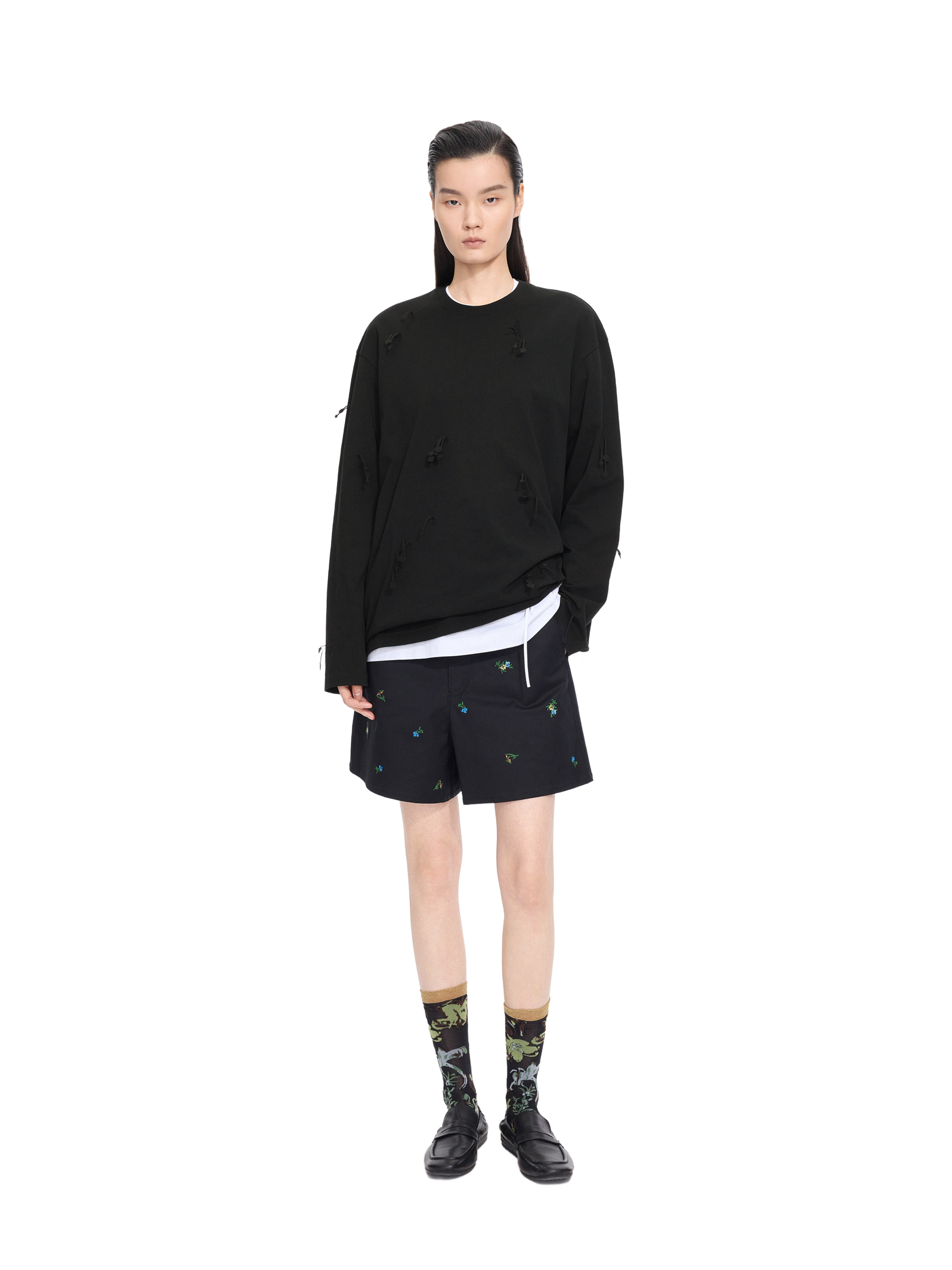 Shorts / JNBY Cotton Embroidered A-Line Shorts