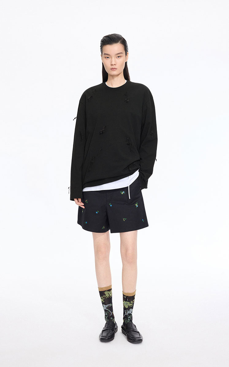 Shorts / JNBY Cotton Embroidered A-Line Shorts