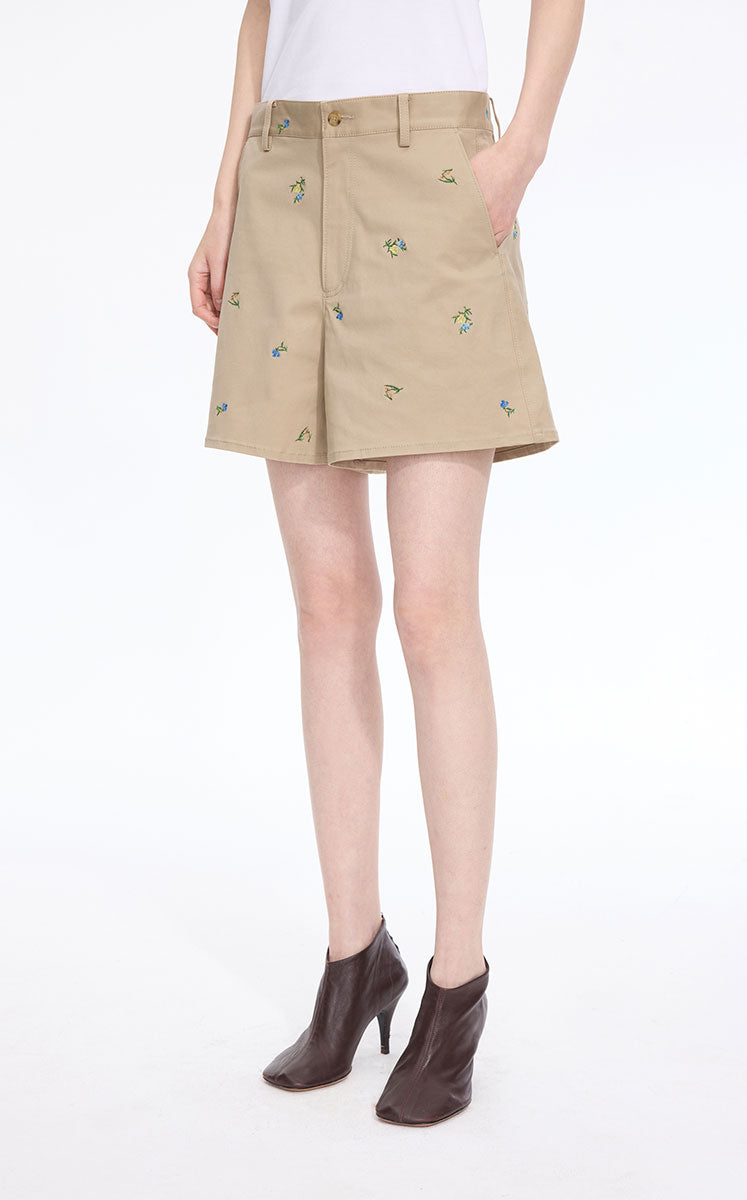 Shorts / JNBY Cotton Embroidered A-Line Shorts