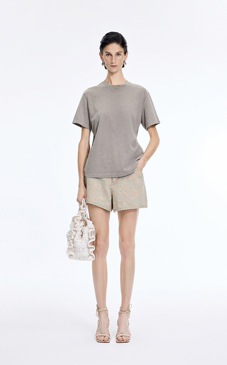 Shorts / JNBY Floral Print Denim Shorts