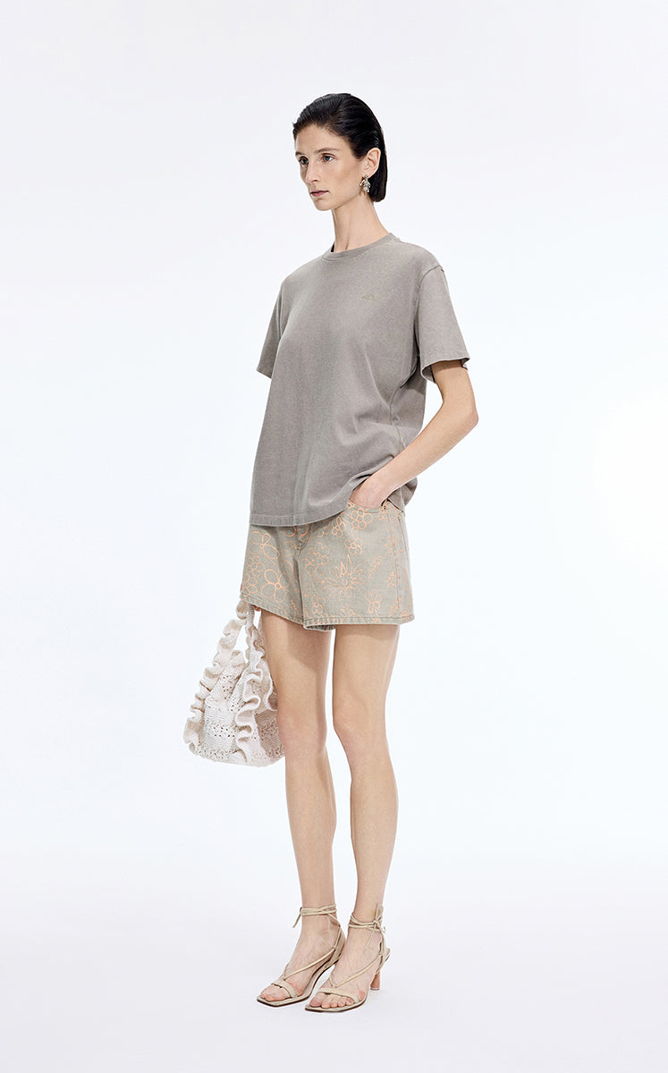 Shorts / JNBY Floral Print Denim Shorts
