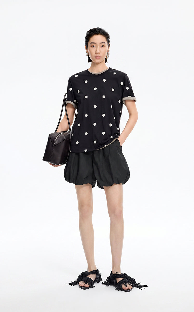 Shorts / JNBY Silk-Cotton Bubble Hem Shorts