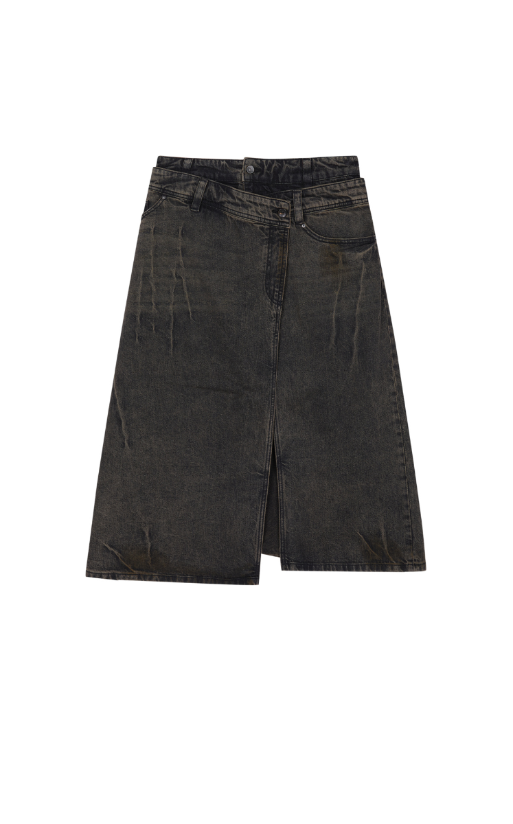 Skirt / JNBY A-Line Frayed Denim Skirt