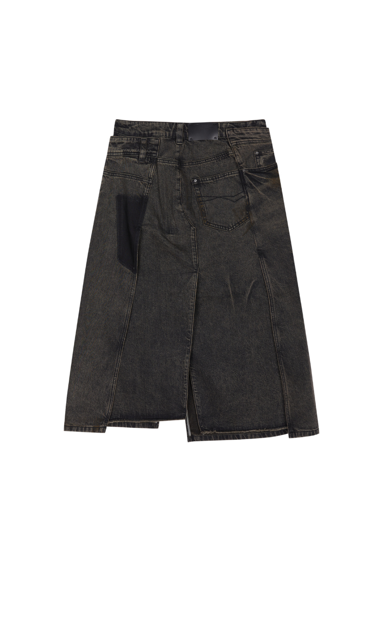 Skirt / JNBY A-Line Frayed Denim Skirt