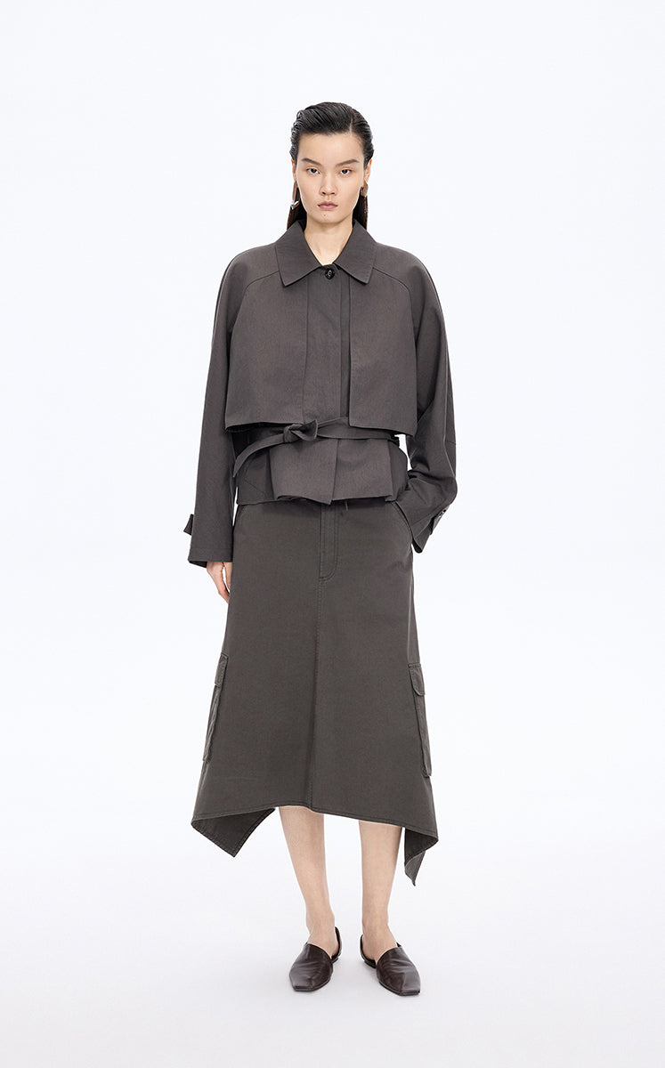 Skirt / JNBY Asymmetric Cotton Mid-Length Skirt