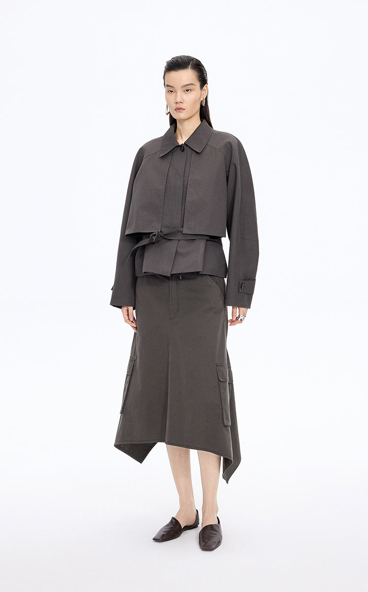 Skirt / JNBY Asymmetric Cotton Mid-Length Skirt