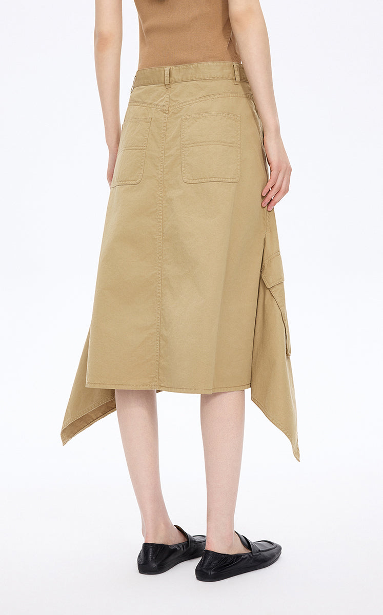Skirt / JNBY Asymmetric Cotton Mid-Length Skirt