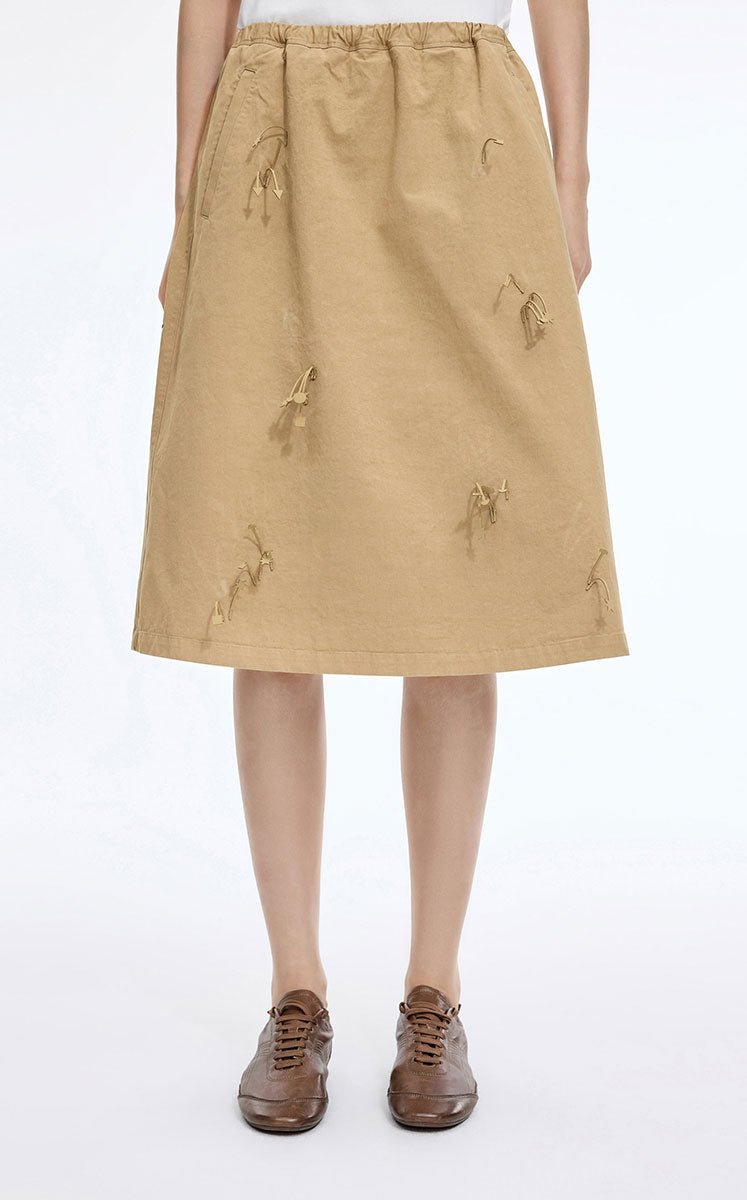 Skirt / JNBY Cotton A-Line Mid-Length Skirt