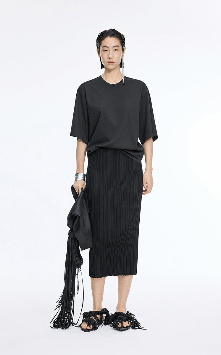 Skirt / JNBY Cotton Blend Mid-Length Waist Skirt