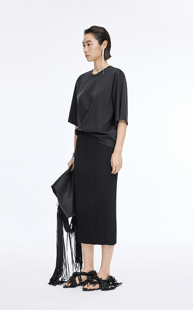 Skirt / JNBY Cotton Blend Mid-Length Waist Skirt