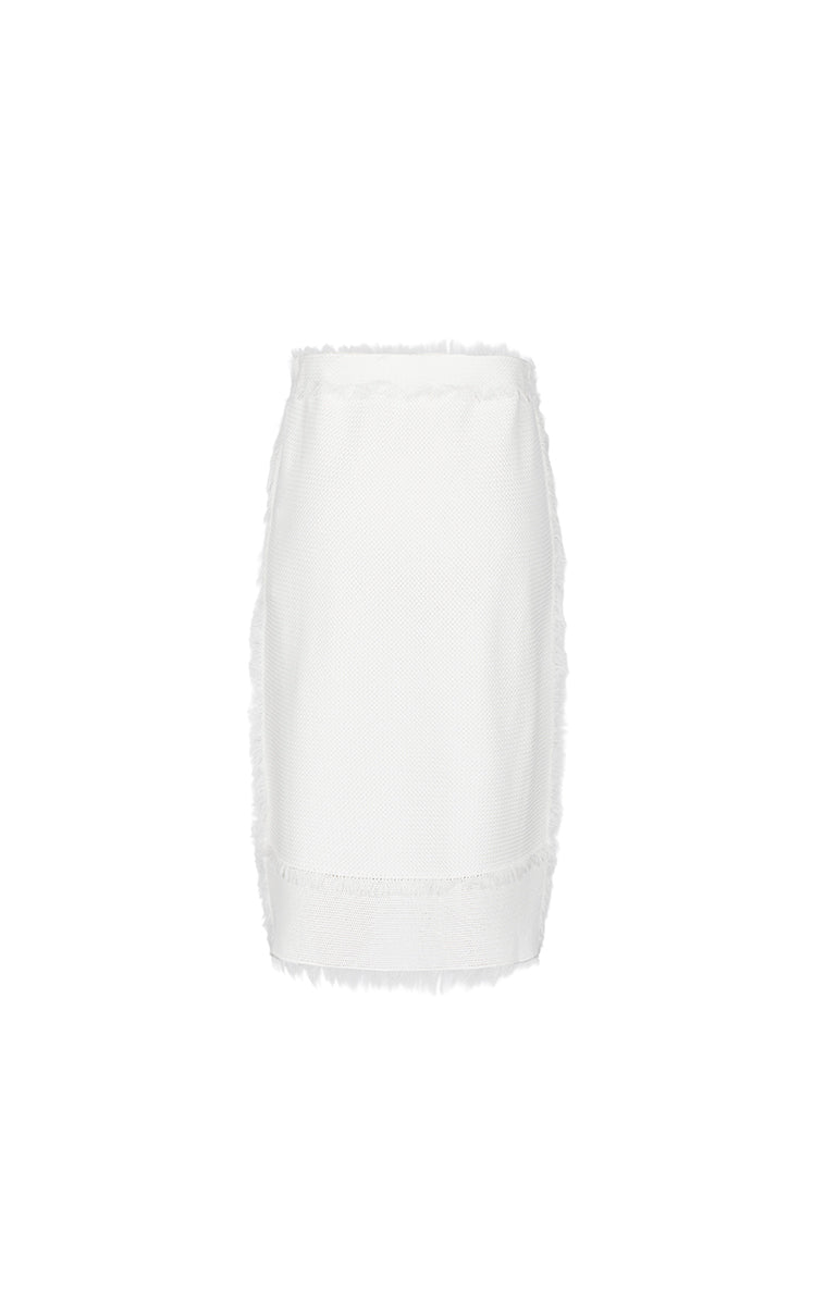 Skirt / JNBY Cotton Knit Fringe Midi Skirt