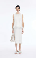 Skirt / JNBY Cotton Knit Fringe Midi Skirt