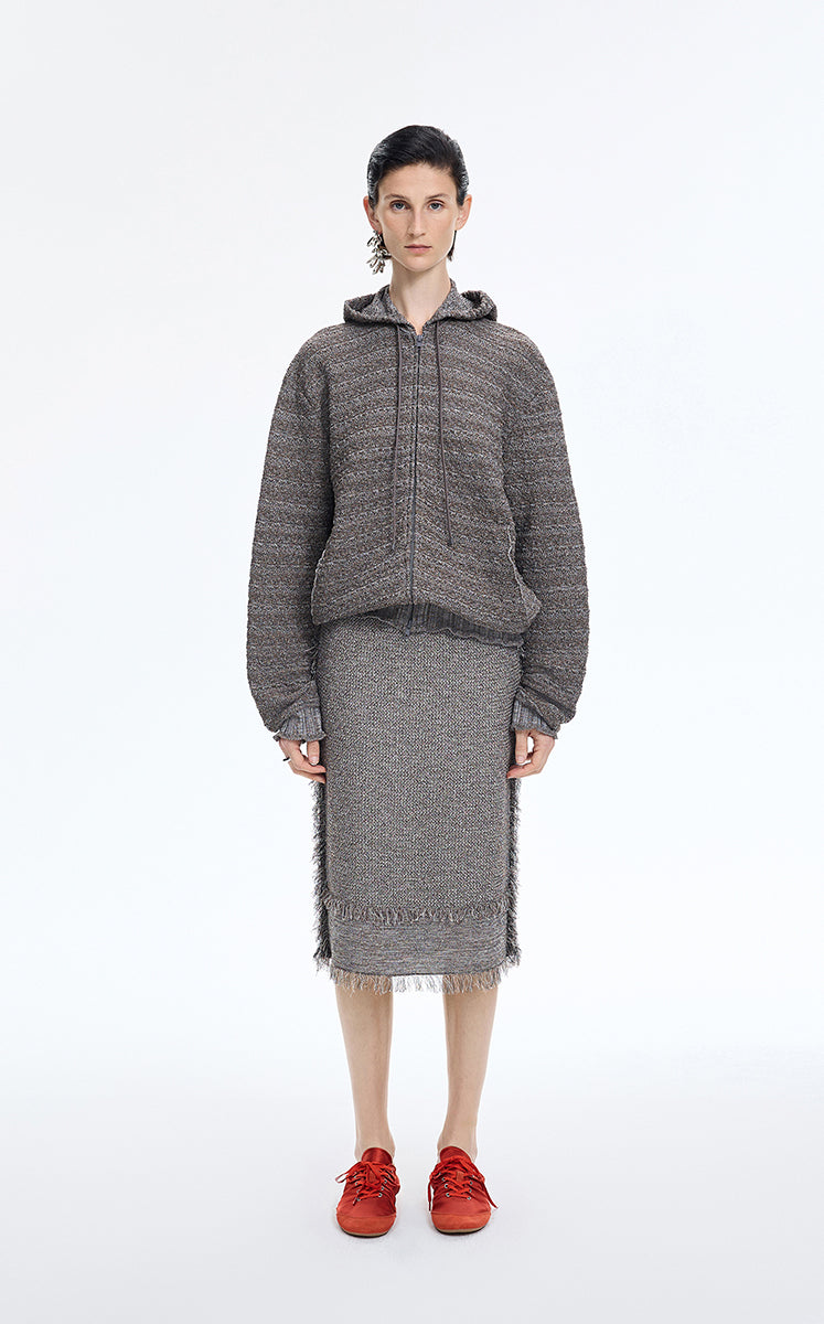 Skirt / JNBY Cotton Knit Fringe Midi Skirt