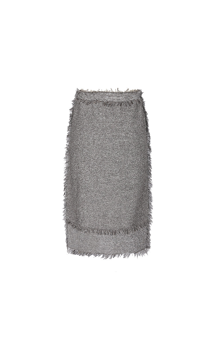 Skirt / JNBY Cotton Knit Fringe Midi Skirt