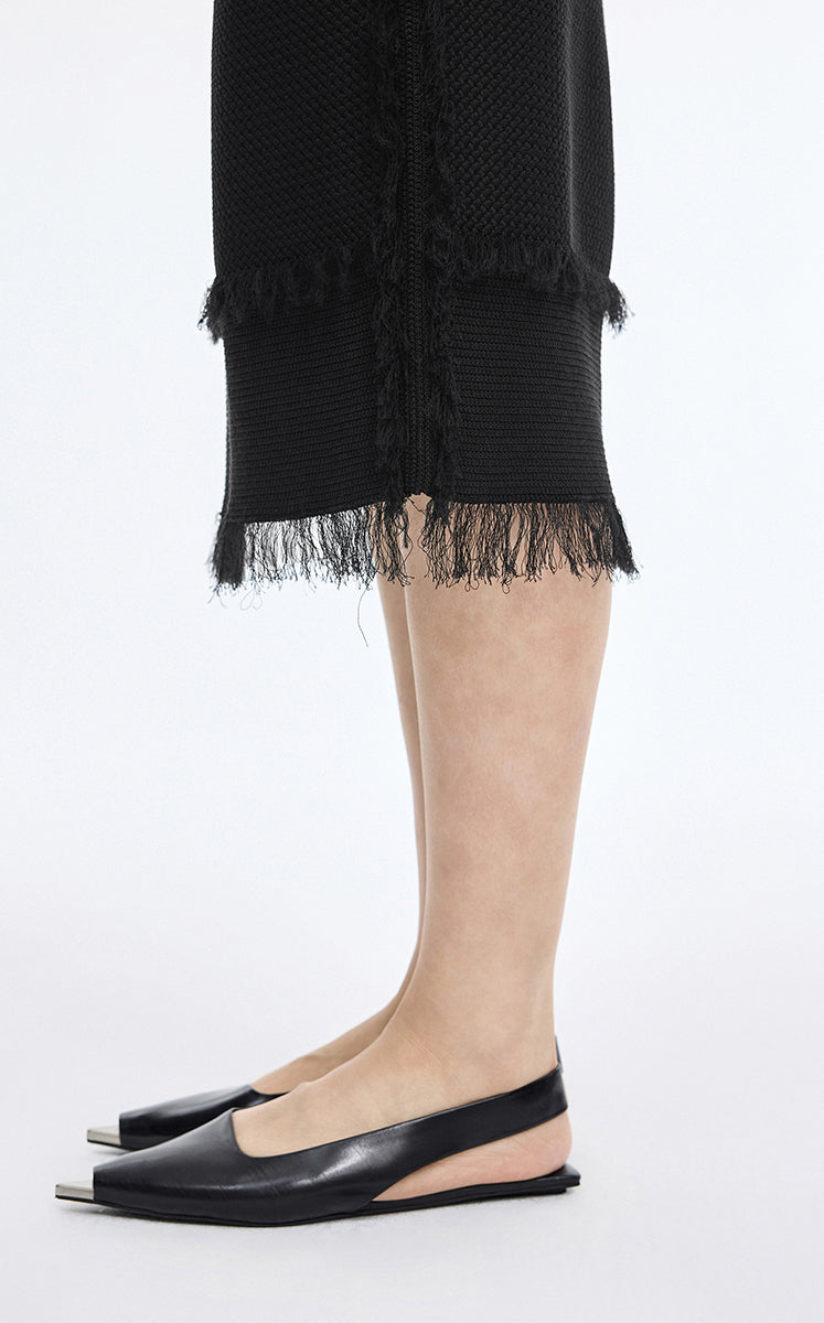 Skirt / JNBY Cotton Knit Fringe Midi Skirt