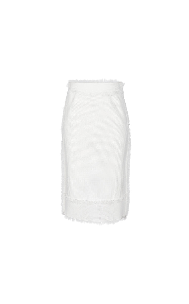 Skirt / JNBY Cotton Knit Fringe Midi Skirt