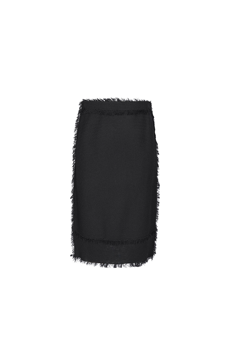Skirt / JNBY Cotton Knit Fringe Midi Skirt
