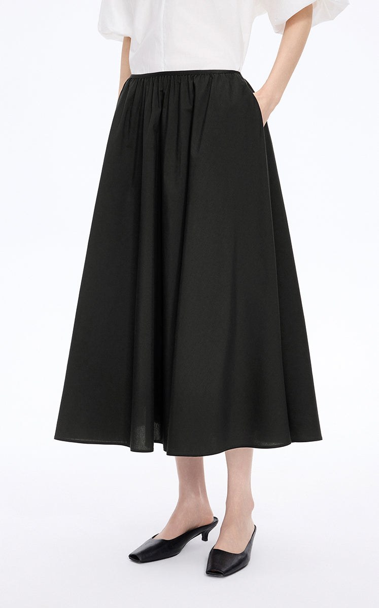 Skirt / JNBY Cotton Silk A-Line Maxi Skirt