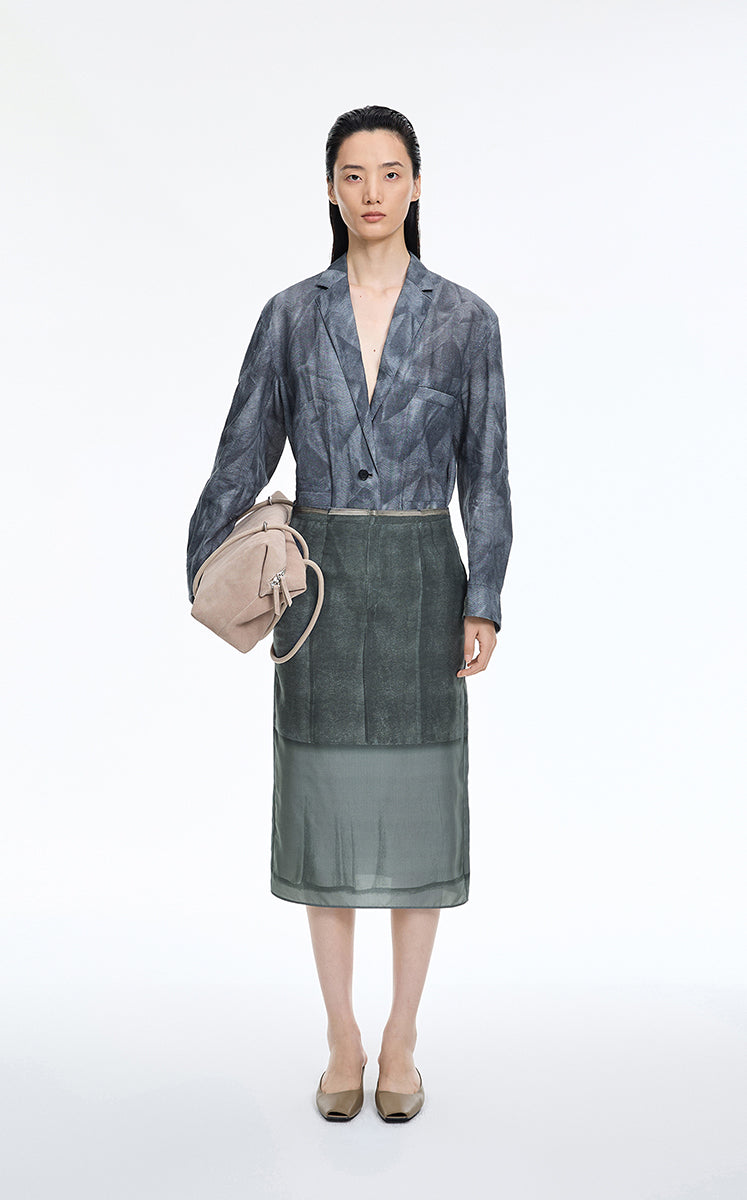 Skirt / JNBY Deconstructed Printed Silk O-Line Skirt