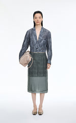 Skirt / JNBY Deconstructed Printed Silk O-Line Skirt