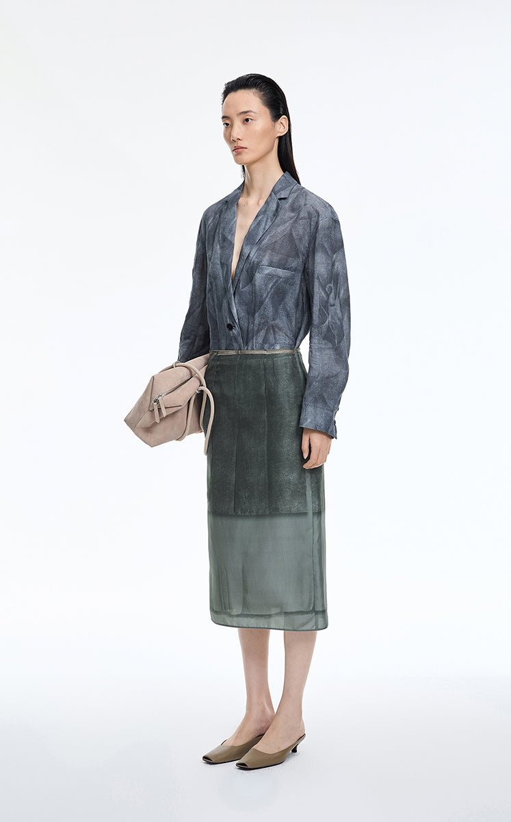 Skirt / JNBY Deconstructed Printed Silk O-Line Skirt