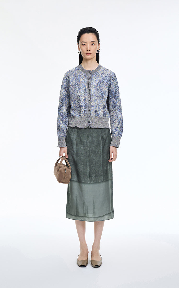 Skirt / JNBY Deconstructed Printed Silk O-Line Skirt