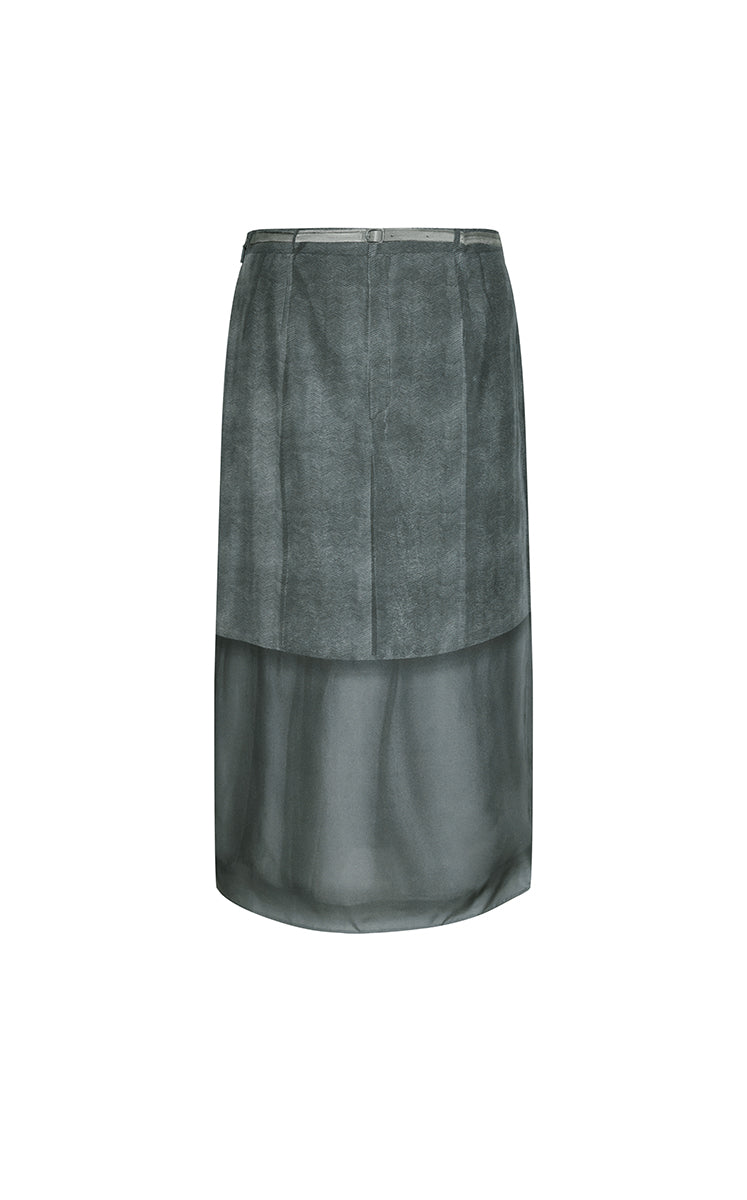 Skirt / JNBY Deconstructed Printed Silk O-Line Skirt