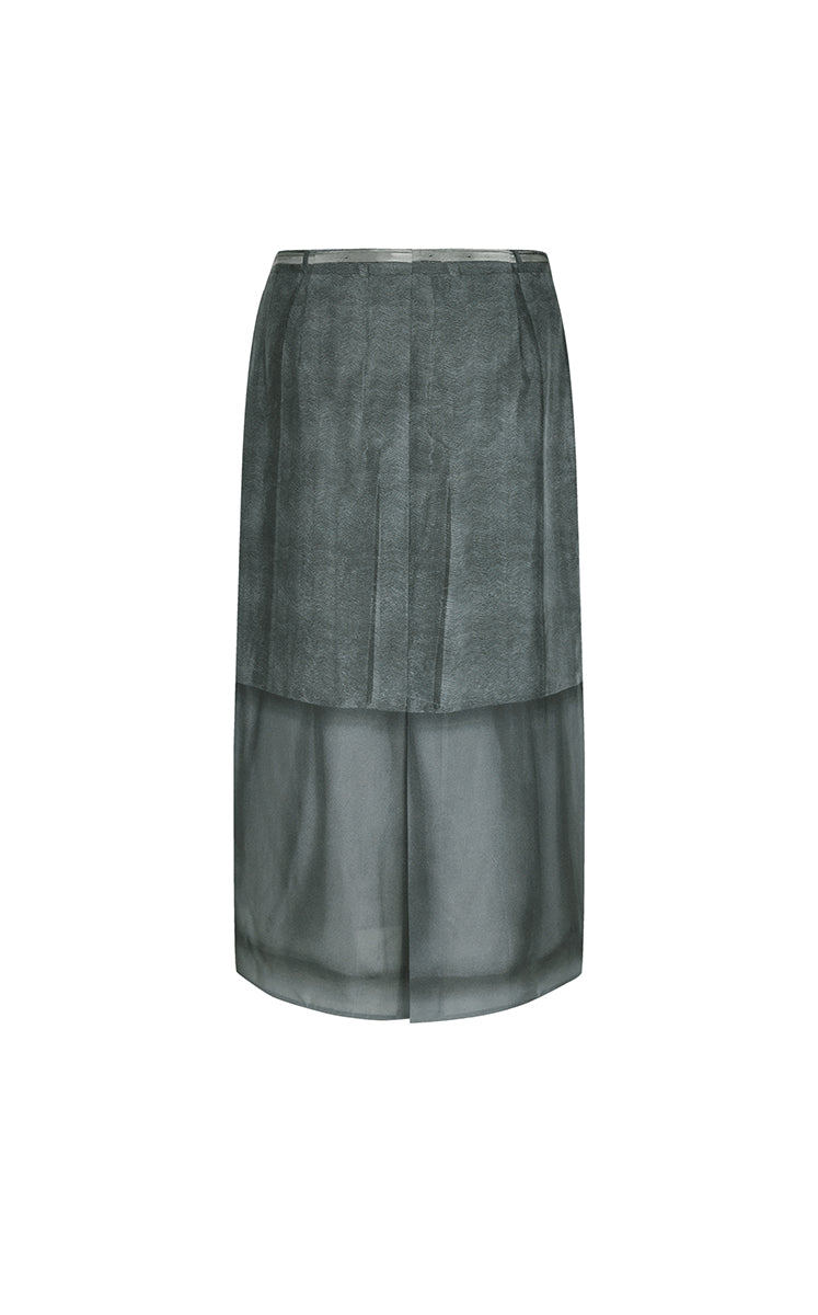 Skirt / JNBY Deconstructed Printed Silk O-Line Skirt