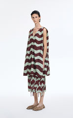 Skirt / JNBY Deformed Stripe Pleated Midi Skirt