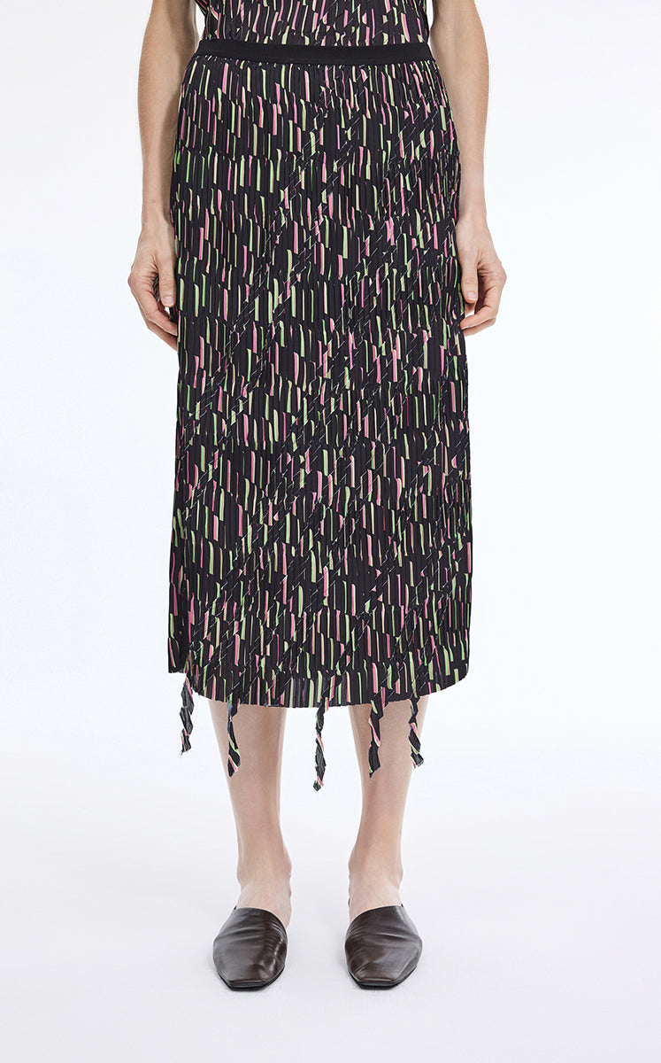 Skirt / JNBY Deformed Stripe Pleated Midi Skirt