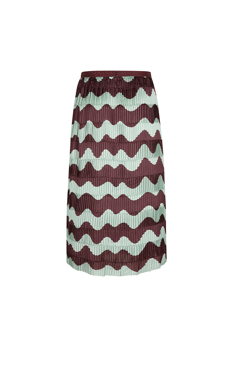 Skirt / JNBY Deformed Stripe Pleated Midi Skirt