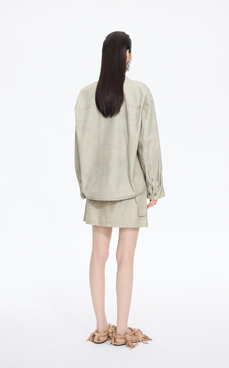 Skirt / JNBY Floral Print Cotton A-Line Mini Skirt